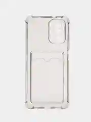 Черный чехол противоударный Xiaomi Redmi Note 10, 10S, Poco M5s, прозрачный, с карманом для карты