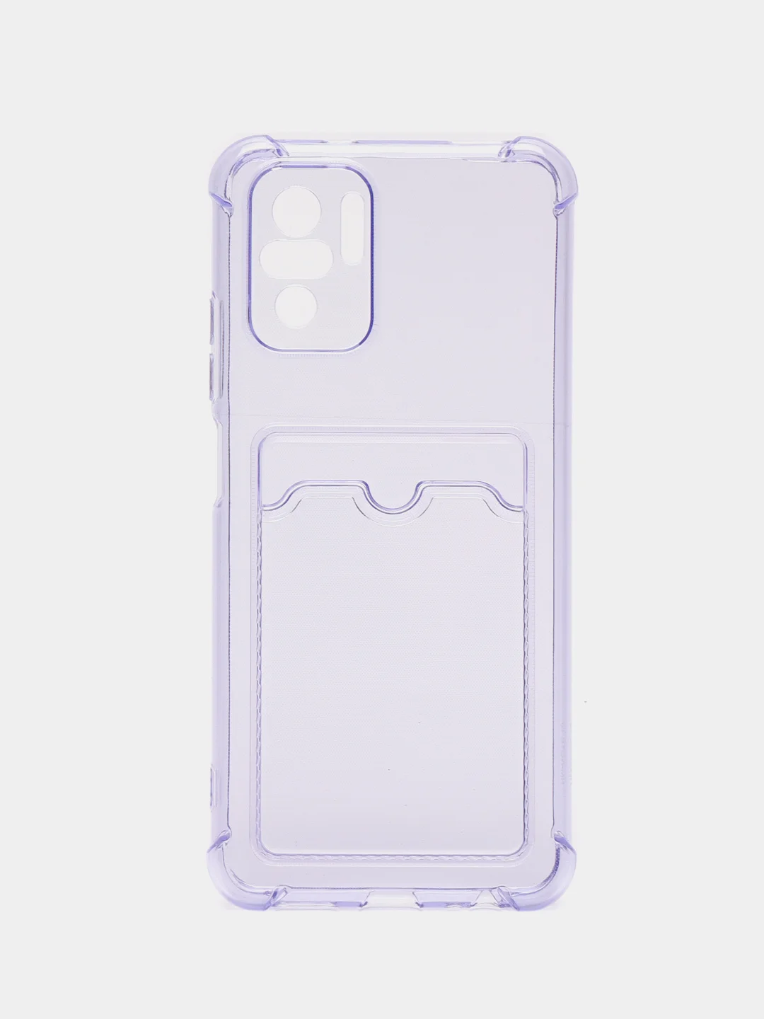 Лавандовый чехол противоударный Xiaomi Redmi Note 10, 10S, Poco M5s, прозрачный, с карманом для карты