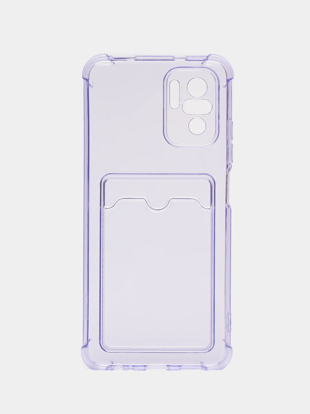 Лавандовый чехол противоударный Xiaomi Redmi Note 10, 10S, Poco M5s, прозрачный, с карманом для карты