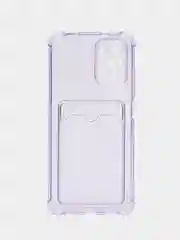 Лавандовый чехол противоударный Xiaomi Redmi Note 10, 10S, Poco M5s, прозрачный, с карманом для карты