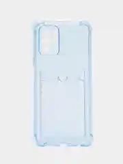 Голубой чехол противоударный Xiaomi Redmi Note 10, 10S, Poco M5s, прозрачный, с карманом для карты