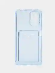 Голубой чехол противоударный Xiaomi Redmi Note 10, 10S, Poco M5s, прозрачный, с карманом для карты