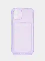 Лавандовый чехол для iPhone 7/8 Plus/XR/11/12/13/Pro/Pro Max, силиконовый, с карманом для карт