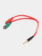 Красный аудио кабель-разветвитель для микрофона и наушников, 2*3.5 jack 3.5, 4pin jack