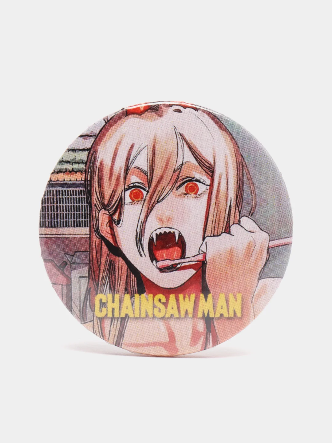 Желтый значки аниме "Человек-бензопила" (Chainsaw Man)