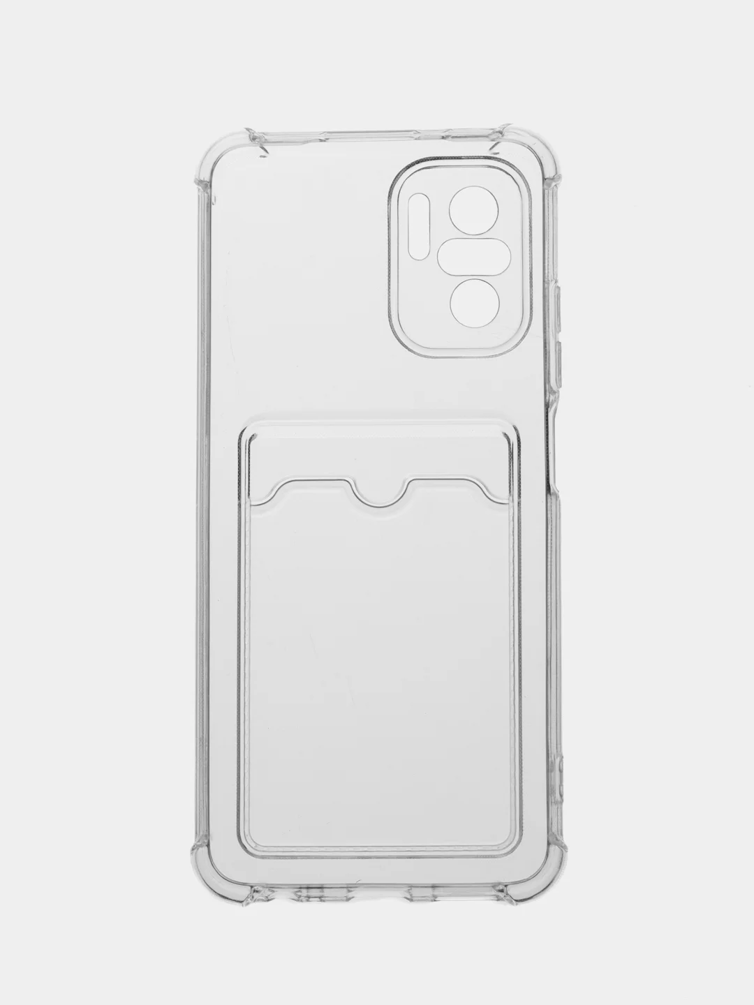 Прозрачный чехол противоударный Xiaomi Redmi Note 10, 10S, Poco M5s, прозрачный, с карманом для карты