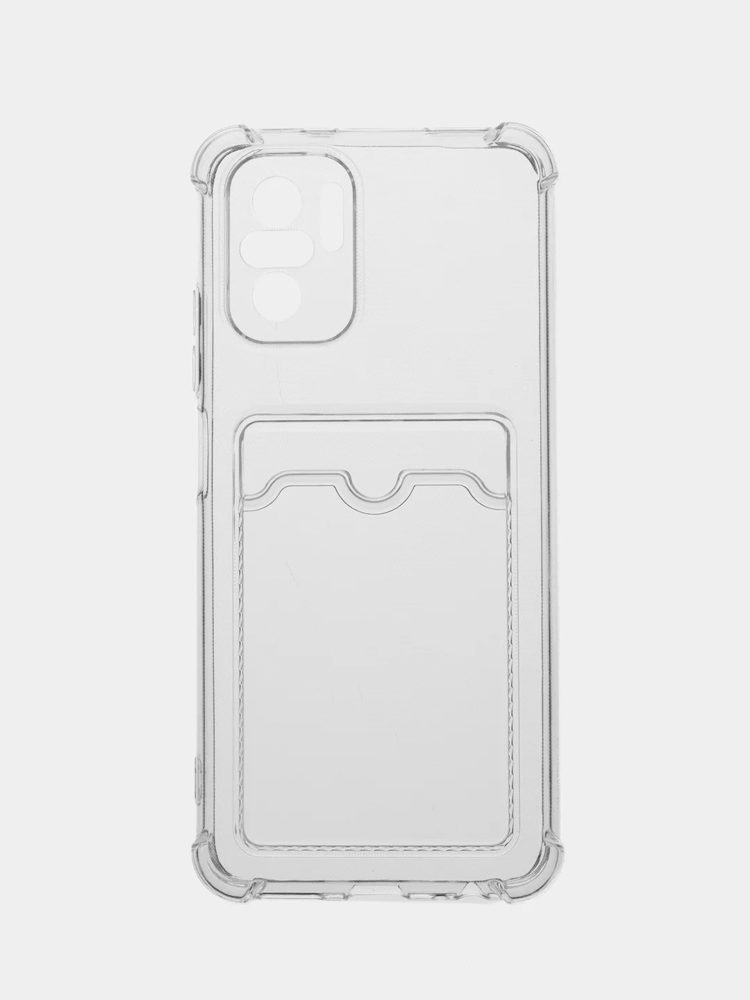 Прозрачный чехол противоударный Xiaomi Redmi Note 10, 10S, Poco M5s, прозрачный, с карманом для карты