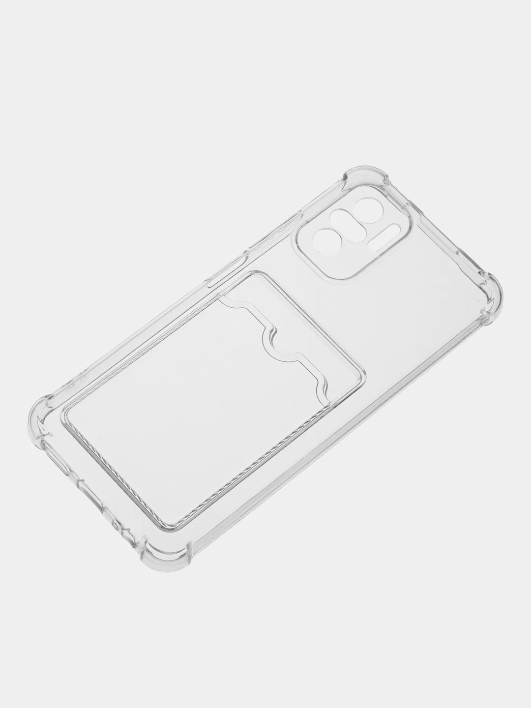 Прозрачный чехол противоударный Xiaomi Redmi Note 10, 10S, Poco M5s, прозрачный, с карманом для карты