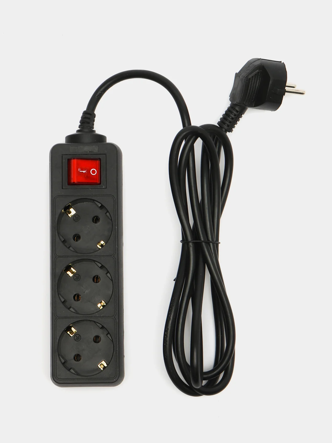 Черный удлинитель с выключателем Perfeo Powermate, 3 розетки