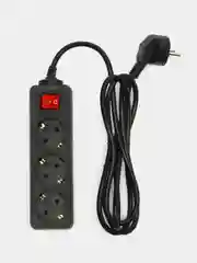 Черный удлинитель с выключателем Perfeo Powermate, 3 розетки