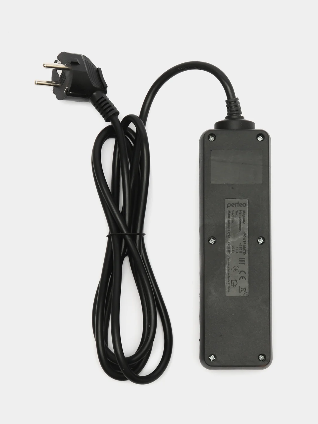 Черный удлинитель с выключателем Perfeo Powermate, 3 розетки