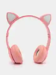 Розовый беспроводные наушники светящиеся ушки кошки MZ-P47 Bluetooth 5.0 с микрофоном, FM SD Mp3