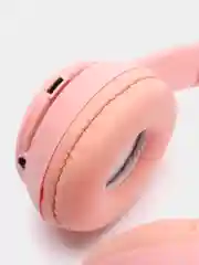 Розовый беспроводные наушники светящиеся ушки кошки MZ-P47 Bluetooth 5.0 с микрофоном, FM SD Mp3