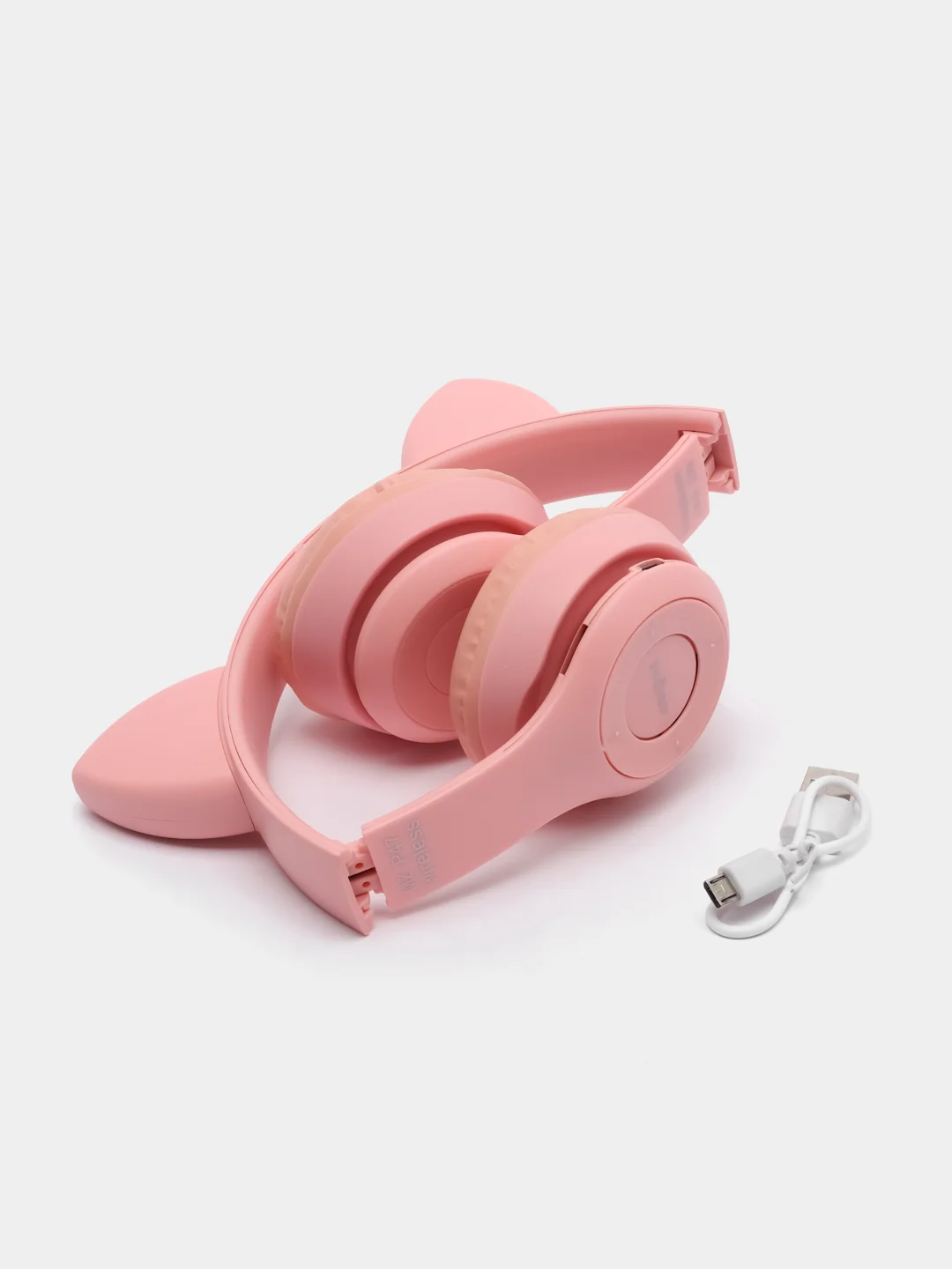 Розовый беспроводные наушники светящиеся ушки кошки MZ-P47 Bluetooth 5.0 с микрофоном, FM SD Mp3