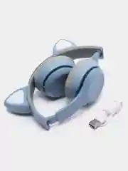 Голубой беспроводные наушники светящиеся ушки кошки MZ-P47 Bluetooth 5.0 с микрофоном, FM SD Mp3