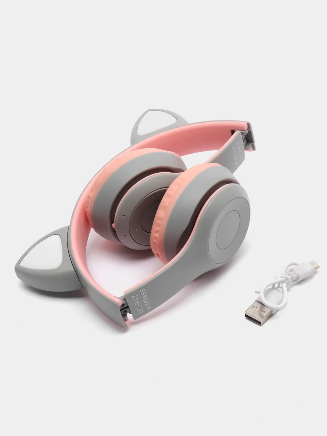 Тёмно-розовый беспроводные наушники светящиеся ушки кошки MZ-P47 Bluetooth 5.0 с микрофоном, FM SD Mp3