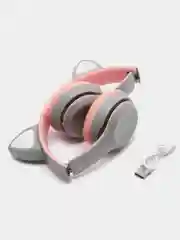 Тёмно-розовый беспроводные наушники светящиеся ушки кошки MZ-P47 Bluetooth 5.0 с микрофоном, FM SD Mp3