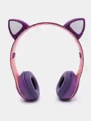Фиолетовый беспроводные наушники светящиеся ушки кошки MZ-P47 Bluetooth 5.0 с микрофоном, FM SD Mp3
