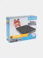Тёмно-серый надувной матрас Intex + встроенный ножной/на батарейках насос, 99х191х25см / 152х203х25см