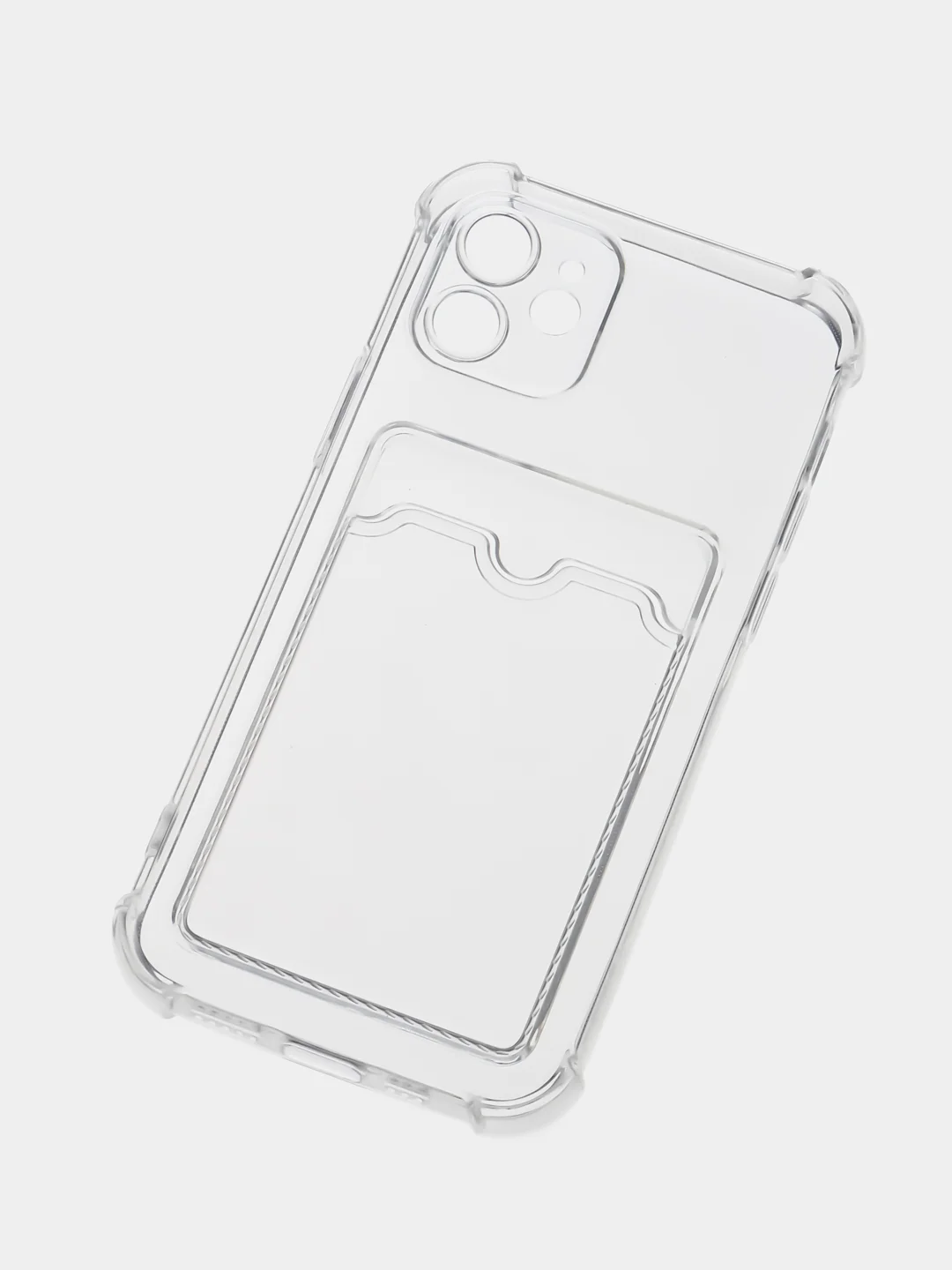 Чехол с карманом для карт iPhone 11/XR/12/13/XS/6s/7/8/SE/Pro/Max/Plus/mini, силиконовый
