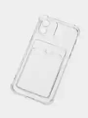 Чехол с карманом для карт iPhone 11/XR/12/13/XS/6s/7/8/SE/Pro/Max/Plus/mini, силиконовый