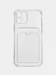 Чехол с карманом для карт iPhone 11/XR/12/13/XS/6s/7/8/SE/Pro/Max/Plus/mini, силиконовый