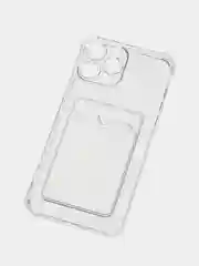 Чехол с карманом для карт iPhone 11/XR/12/13/XS/6s/7/8/SE/Pro/Max/Plus/mini, силиконовый