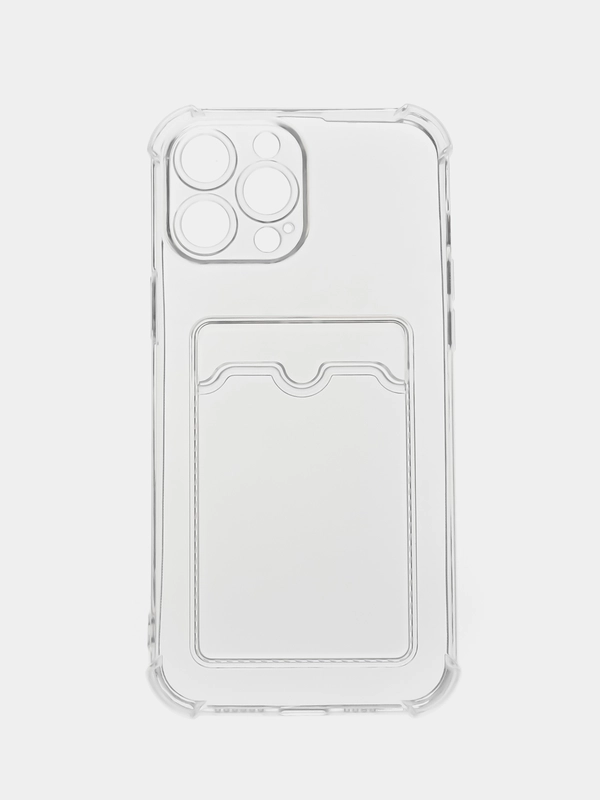 Чехол с карманом для карт iPhone 11/XR/12/13/XS/6s/7/8/SE/Pro/Max/Plus/mini, силиконовый