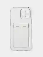 Чехол с карманом для карт iPhone 11/XR/12/13/XS/6s/7/8/SE/Pro/Max/Plus/mini, силиконовый