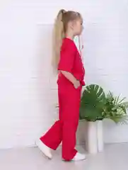 Фуксия костюм детский с брюками палаццо и футболкой оверсайз