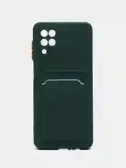 Тёмно-зелёный силиконовый чехол для Samsung Galaxy A12 / M12, с карманом для карт, прозрачный