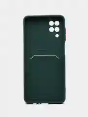 Тёмно-зелёный силиконовый чехол для Samsung Galaxy A12 / M12, с карманом для карт, прозрачный