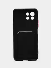 Черный чехол силиконовый для Xiaomi Mi 11 Lite, (Сяоми Ми 11 Лайт), с карман для карт, прозрачный