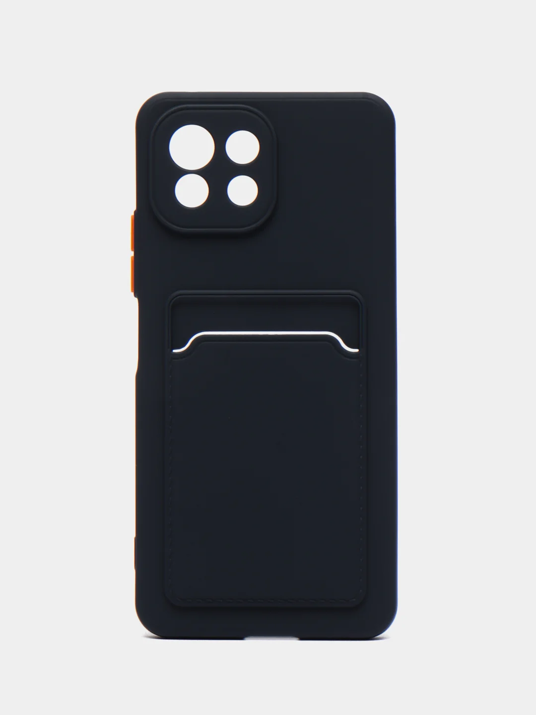 Темно-синий чехол силиконовый для Xiaomi Mi 11 Lite, (Сяоми Ми 11 Лайт), с карман для карт, прозрачный