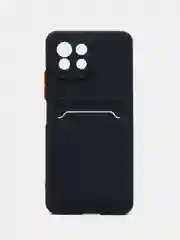 Темно-синий чехол силиконовый для Xiaomi Mi 11 Lite, (Сяоми Ми 11 Лайт), с карман для карт, прозрачный
