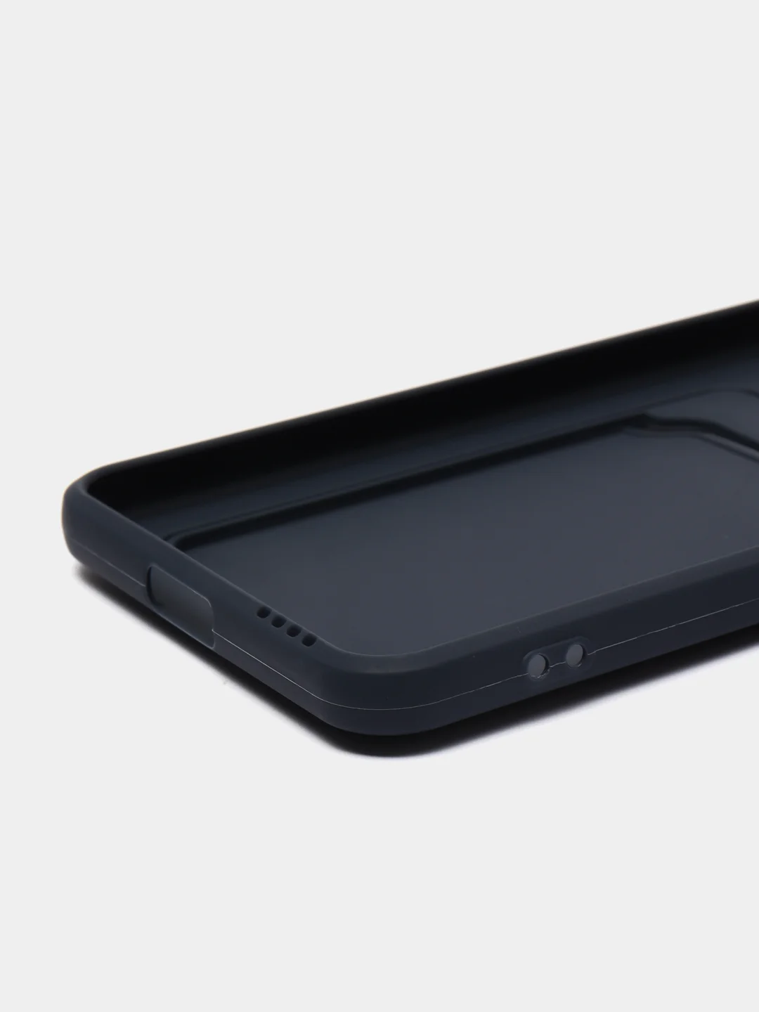 Темно-синий чехол силиконовый для Xiaomi Mi 11 Lite, (Сяоми Ми 11 Лайт), с карман для карт, прозрачный