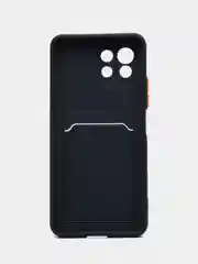 Темно-синий чехол силиконовый для Xiaomi Mi 11 Lite, (Сяоми Ми 11 Лайт), с карман для карт, прозрачный