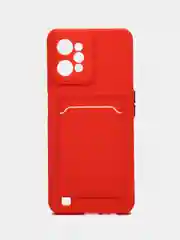 Красный силиконовый чехол для Realme C31 (Реалми С31), с карманом для карт, прозрачный