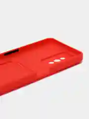 Красный силиконовый чехол для Realme C31 (Реалми С31), с карманом для карт, прозрачный