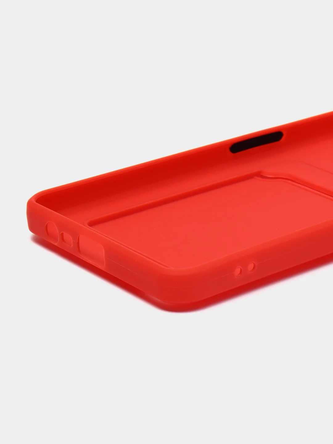 Красный силиконовый чехол для Realme C31 (Реалми С31), с карманом для карт, прозрачный