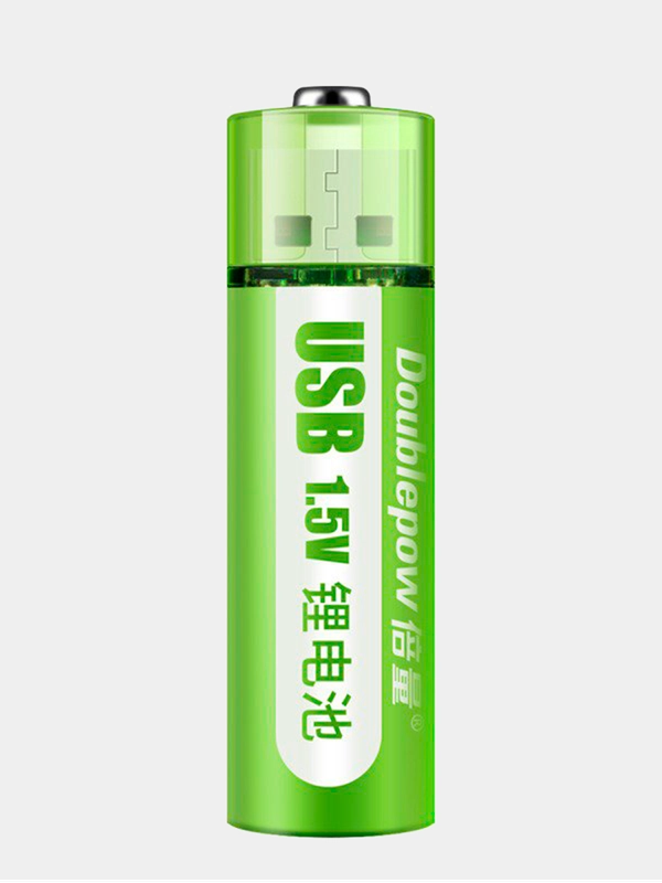 Батарейка аккумуляторная USB литиевая АА 1800 mAh 1.5V перезаряжаемая