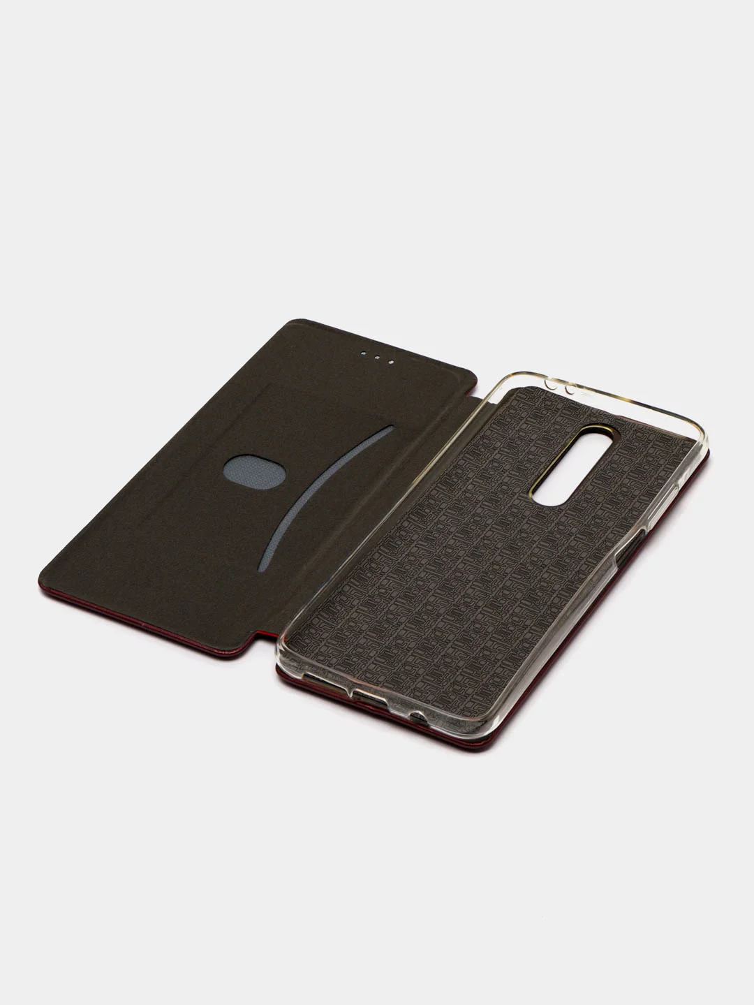 Бордовый чехол-книжка на Xiaomi Redmi K30 / Poco X2, из экокожи, с карманом для карт