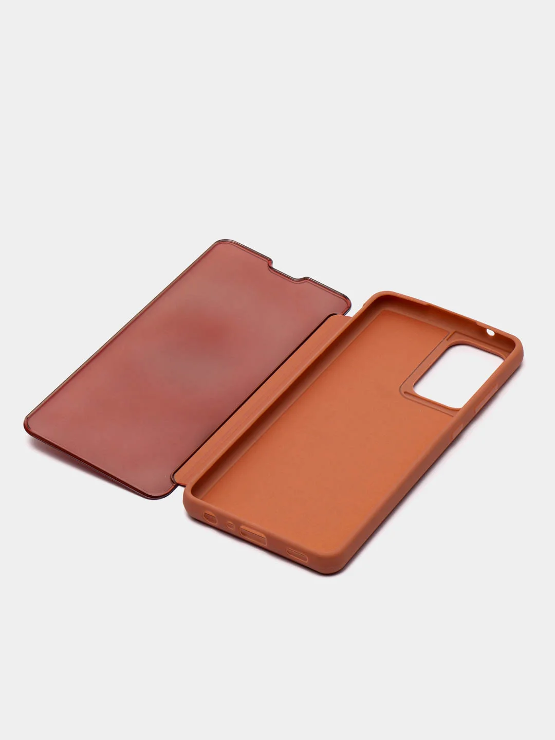 Коралловый чехол-книжка с прозрачным окном Samsung A01/A02/A10/A11/A20/A40/A50/A51/A52/A70/A71/A72