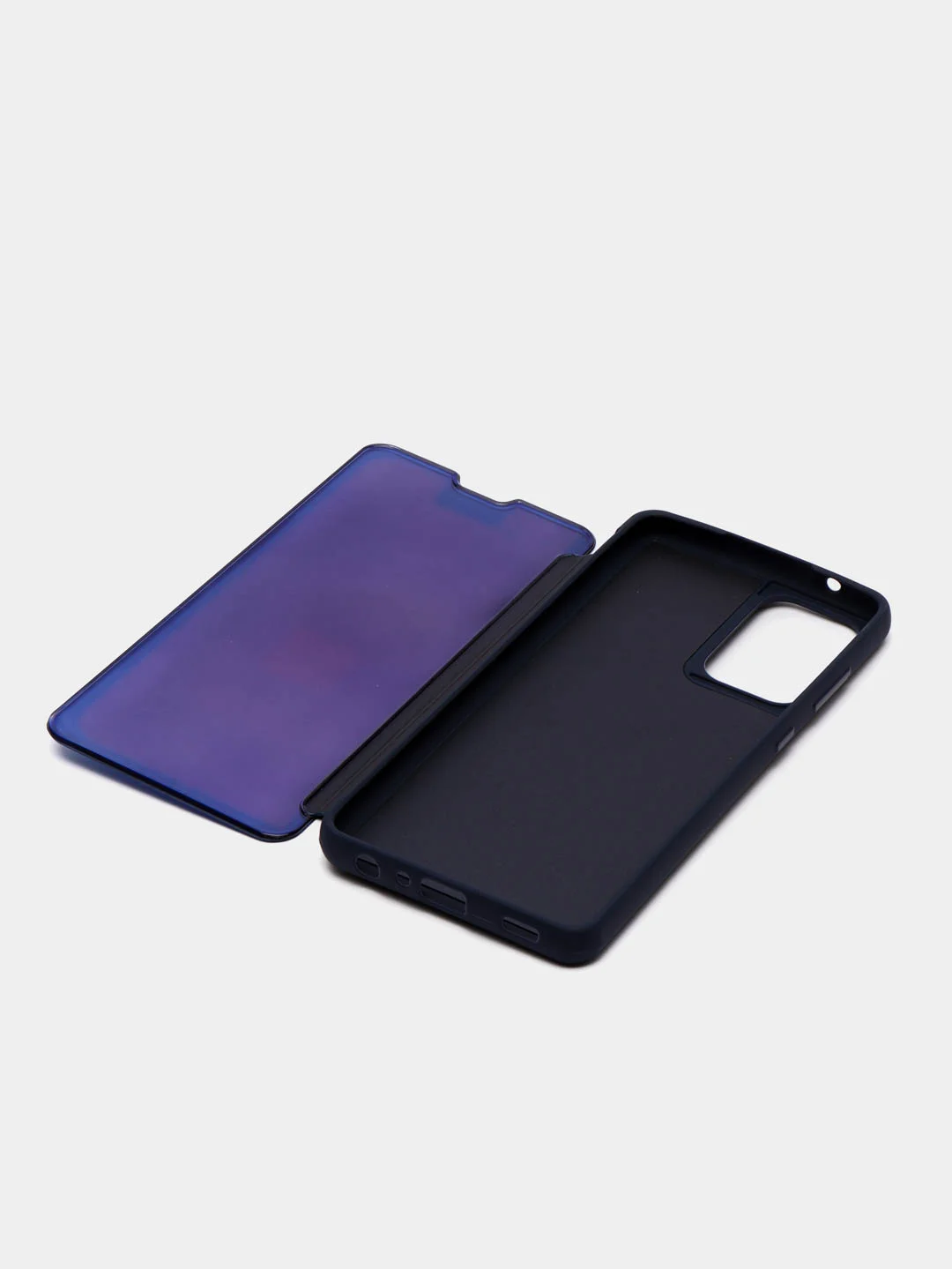 Темно-синий чехол-книжка с прозрачным окном Samsung A01/A02/A10/A11/A20/A40/A50/A51/A52/A70/A71/A72