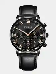 Хром мужские наручные часы Dedima D-156 с кожаным ремешком и хронографом