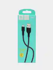 Черный usb кабель зарядный, 1.0м, DENMEN D06 2.4A, TypeC/MicroUSB/Lightning для Android и iPhone