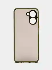 Зелёный хаки чехол Realme C33 / Реалми С33 пластиковый, матовый, с цветными кнопками