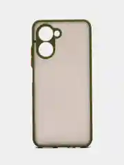 Зелёный хаки чехол Realme C33 / Реалми С33 пластиковый, матовый, с цветными кнопками