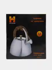 Чайник 2,3 л "Квадрат" со свистком Hoffmann, нержавейка, тройное дно, для всех типов плит