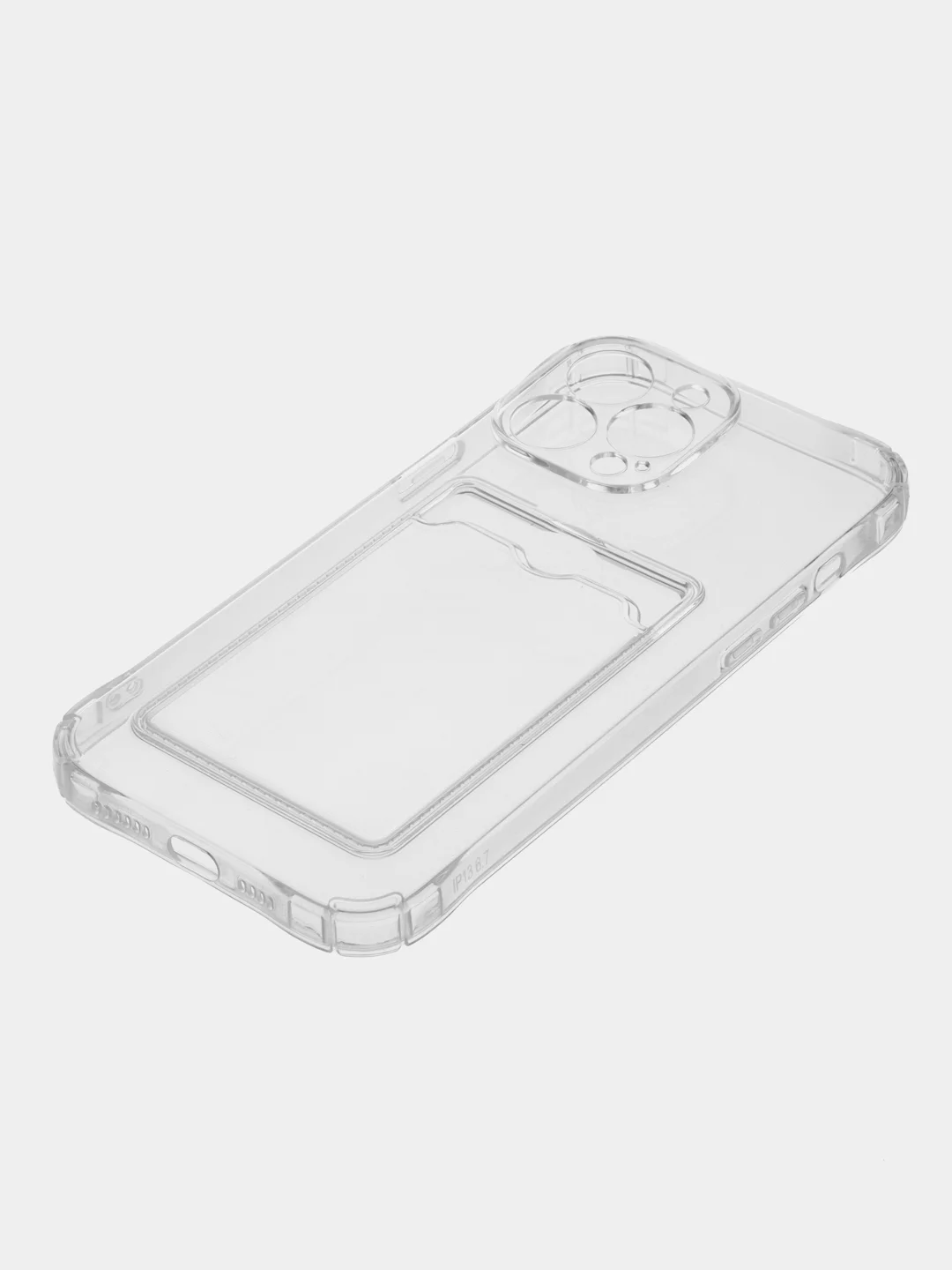 Прозрачный чехол для iPhone 7/8 Plus/XR/11/12/13/Pro/Pro Max, силиконовый, с карманом для карт